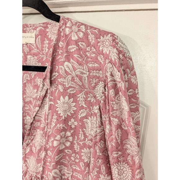 Daughters of India Kyra Mini‎ Dress musk women's XL pink floral balloon sleeve - Picture 6 of 10